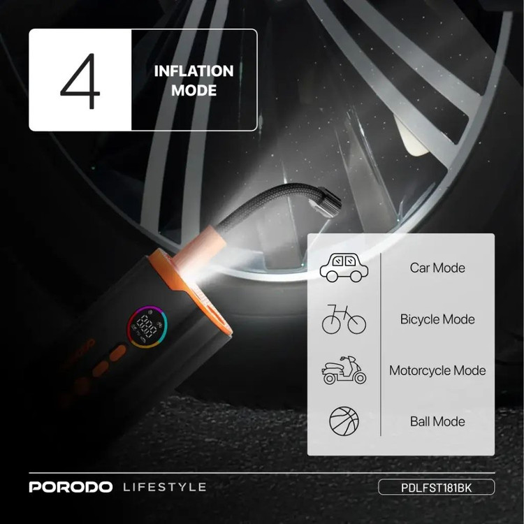 پمپ باد شارژی پرودو Porodo Electric Air Inflator PDLFST181BK