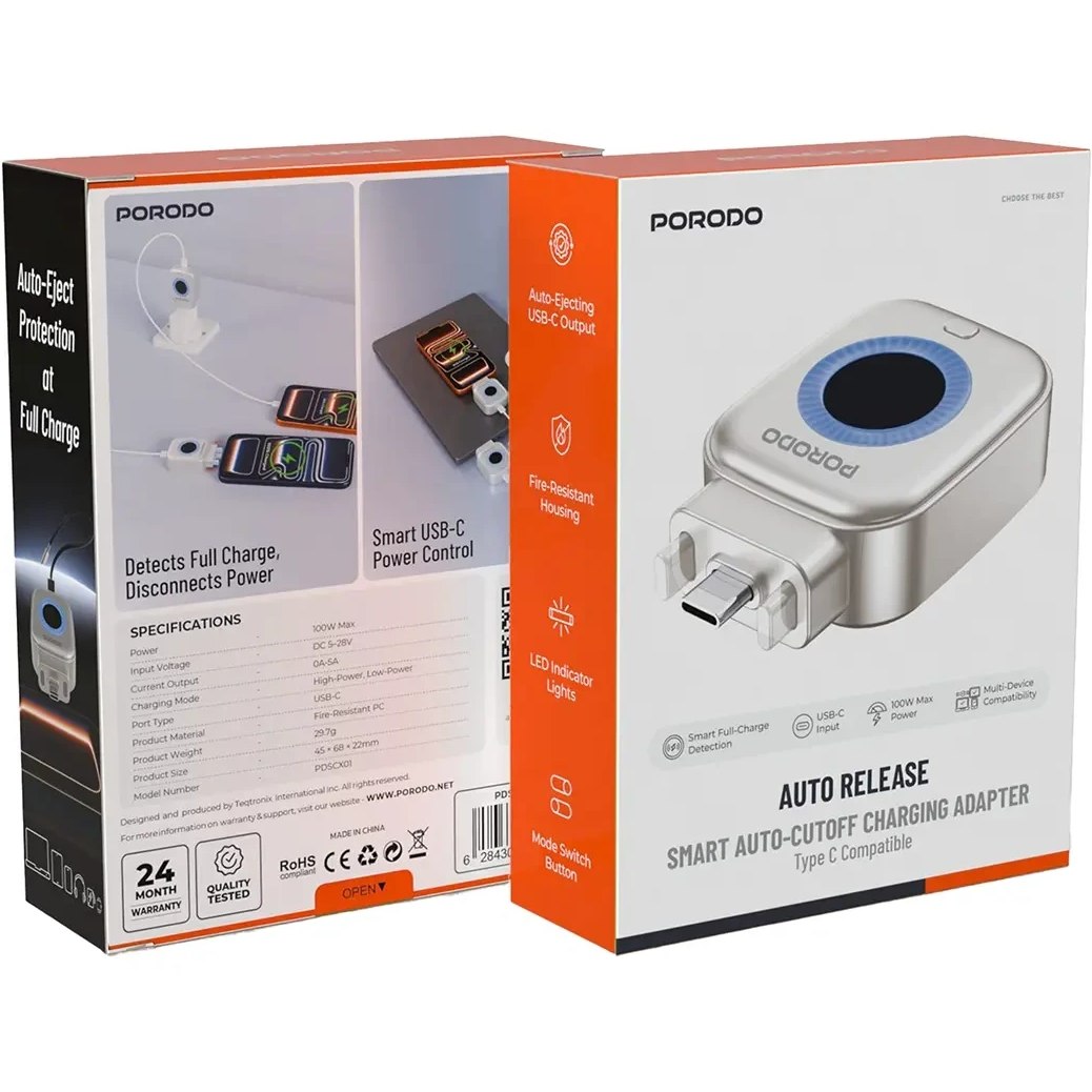 قطع‌کن هوشمند شارژ Porodo مدل Auto Release (PD20ACCS)