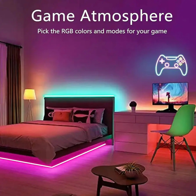 ریسه نئون فلکسی RGB-IC برنامهپذیر 5 متری رونده و حساس به صدا