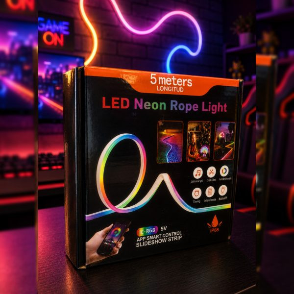 ریسه نئون فلکسی RGB-IC برنامهپذیر 5 متری رونده و حساس به صدا